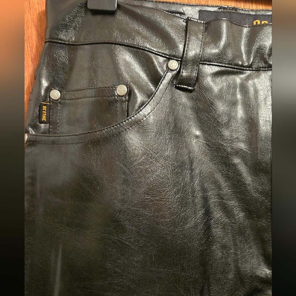 BC Ethic Black Straight Pleather Lined Jeans W/Timeless Style Sz32" - Picture 4 of 11